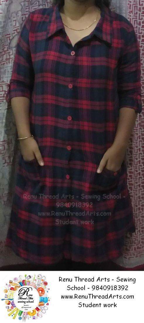 Fashion Designing class Chennai, Shirt collar, cuff sleeve and patch pocket Top