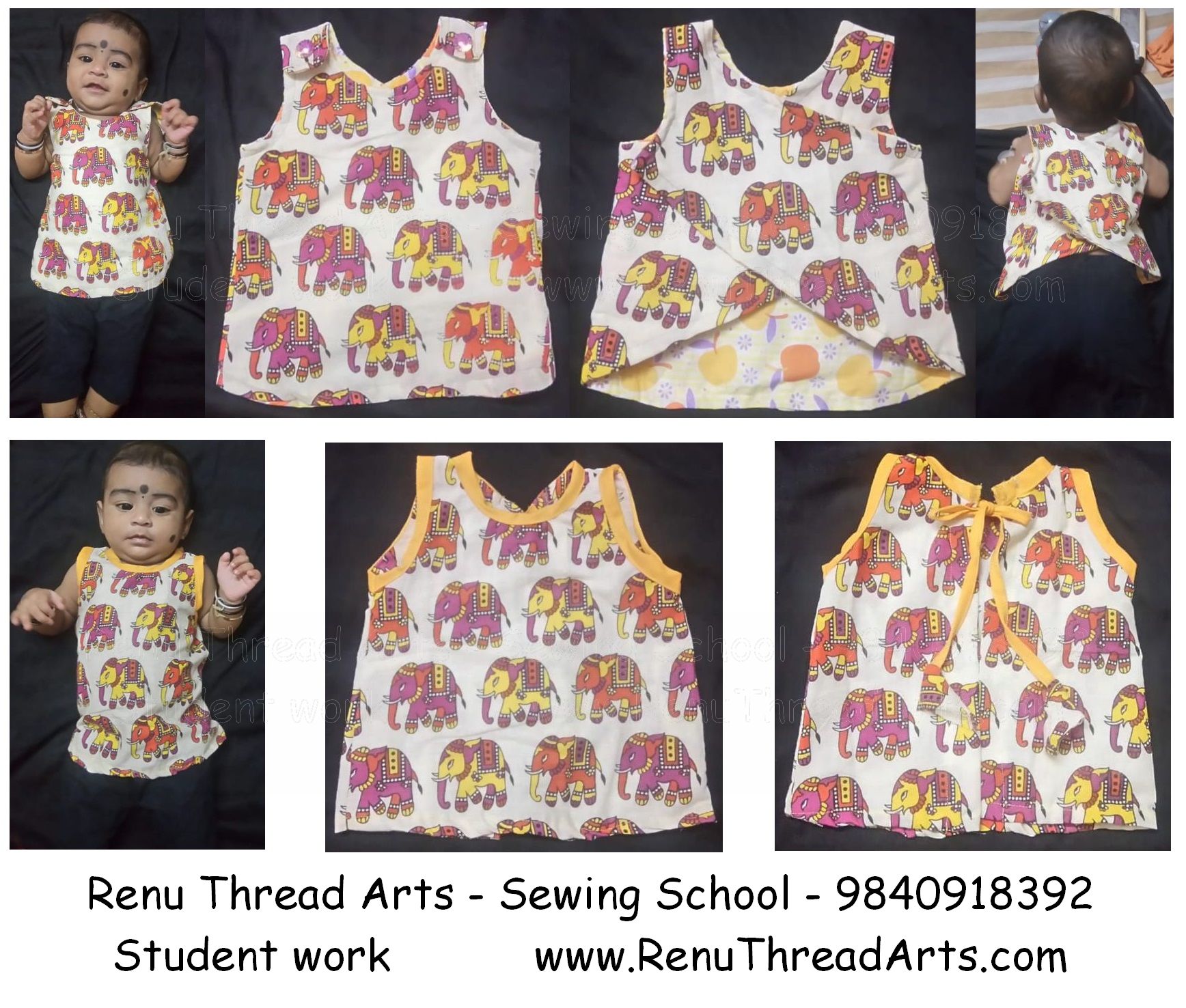 Criss cross Pinafore and Jabla self-stitched by Fashion design eager student’s superb work in end of first class for her 5 month princess, keep rocking 😊👏👏👏