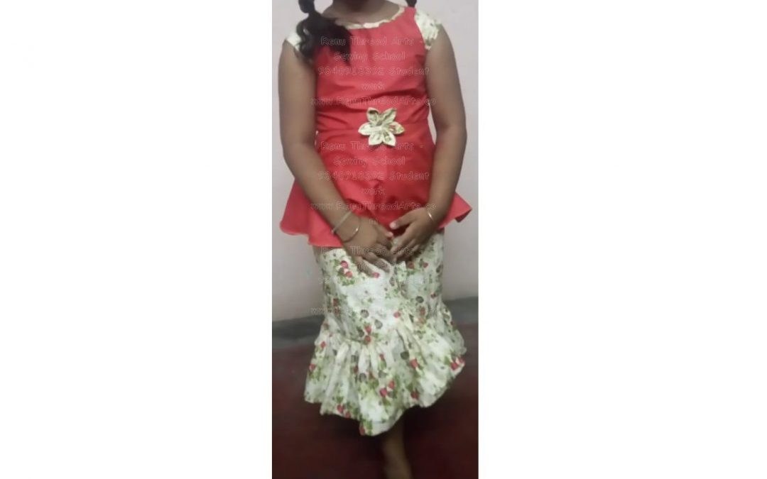 Ruffles skirt with peplum top by Renu Thread Arts – Fashion designing course -. eager student suvipriya’s superb work. 👏👏👏👍😊