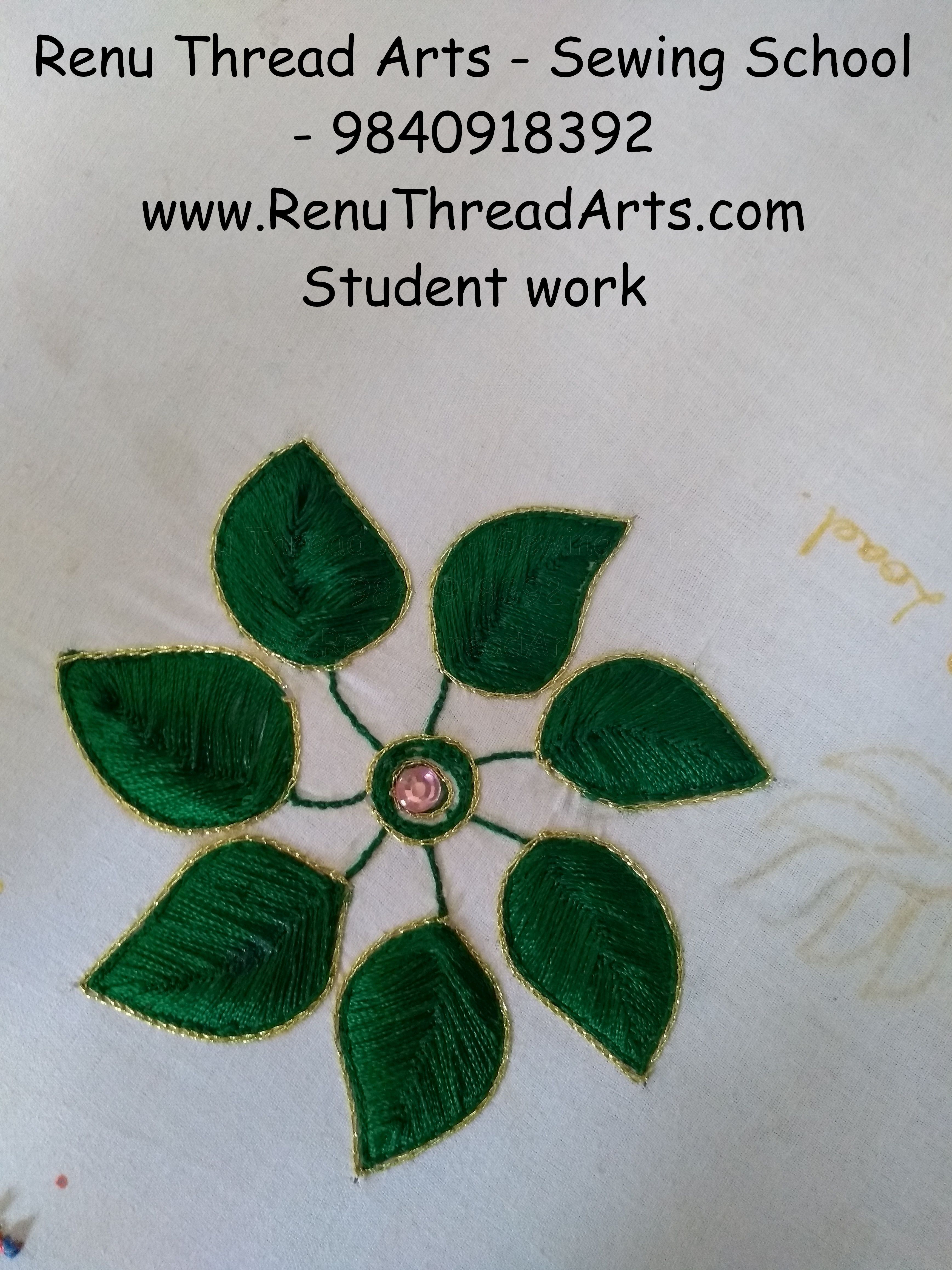 Aari embroidery basic student home work. neat finish, keep it up.